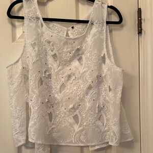 Elegant White Floral Lace Women's Top